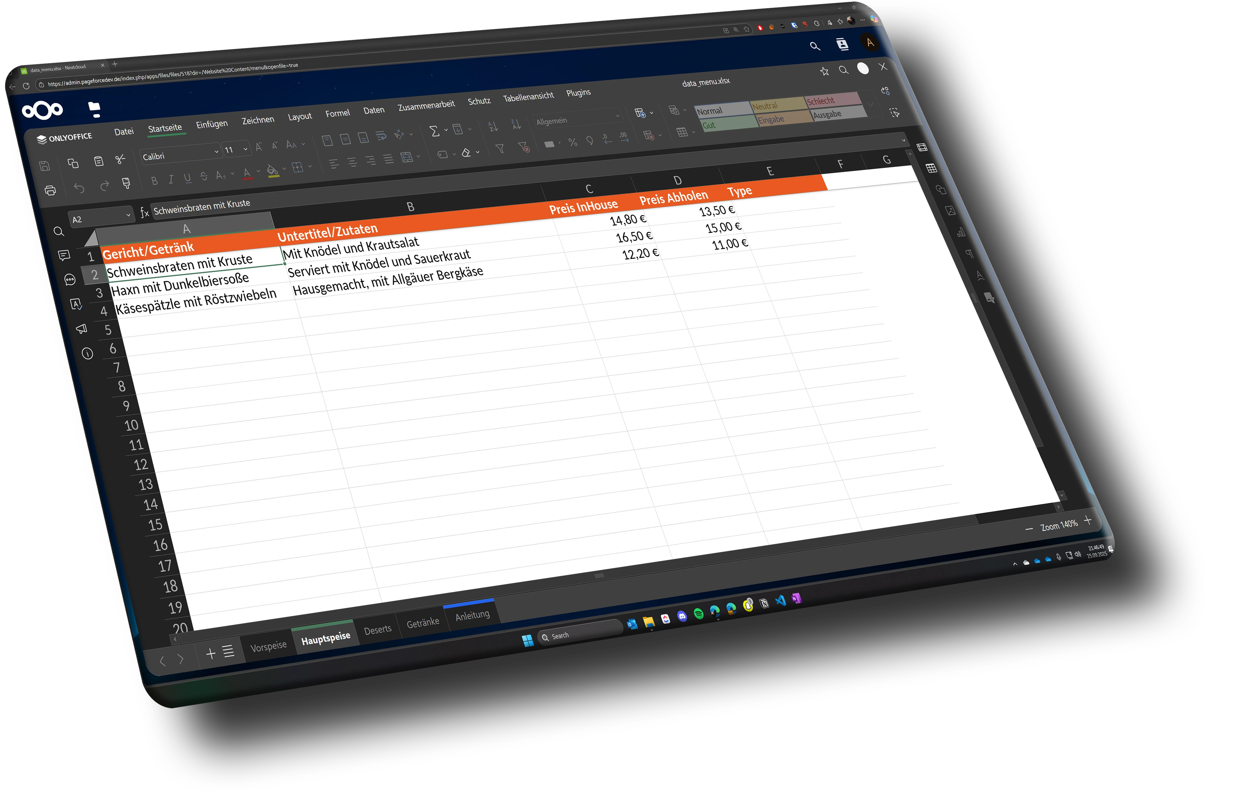 Excel Program Menu Design Portfolio | Pageforce